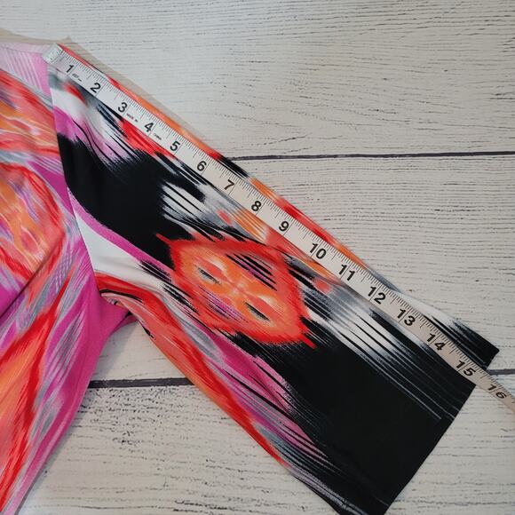 Chico's Size 1 US M Baroque Print Graphic Aztec 3/4 sleeve Shift Dress Pattern - Picture 6 of 8